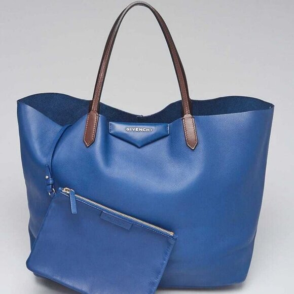 Givenchy Blue/Brown Leather Antigona Large Tote Bag - Picture 1 of 12
